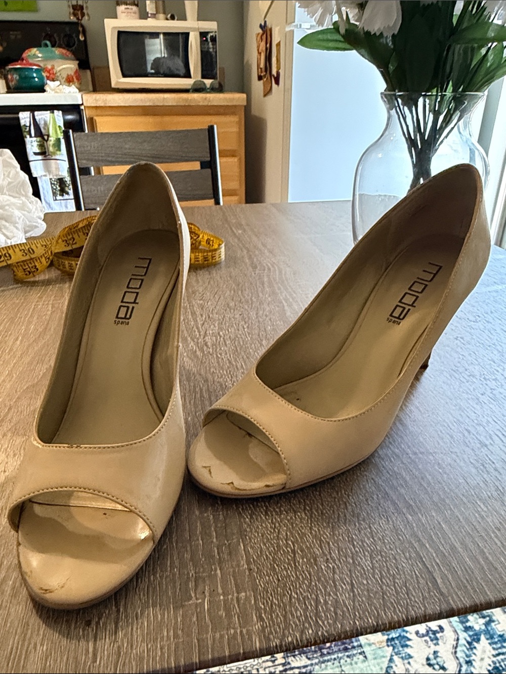 Moda Beige Peep-Toe Heels - Neutral Women's Dress Pumps